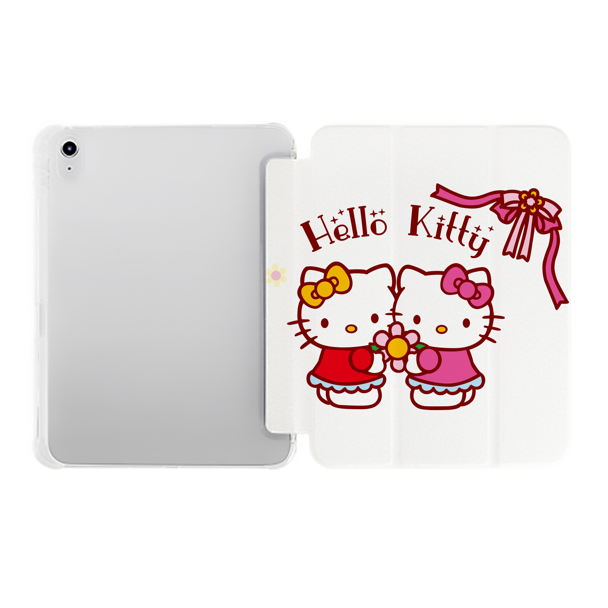 （画像用） Hello Kitty ハローキティ IPad ケース ペン収納付き 三つ折りスタンド PUレザー×シリコン 対応機種9.5/10.5/10.9インチ